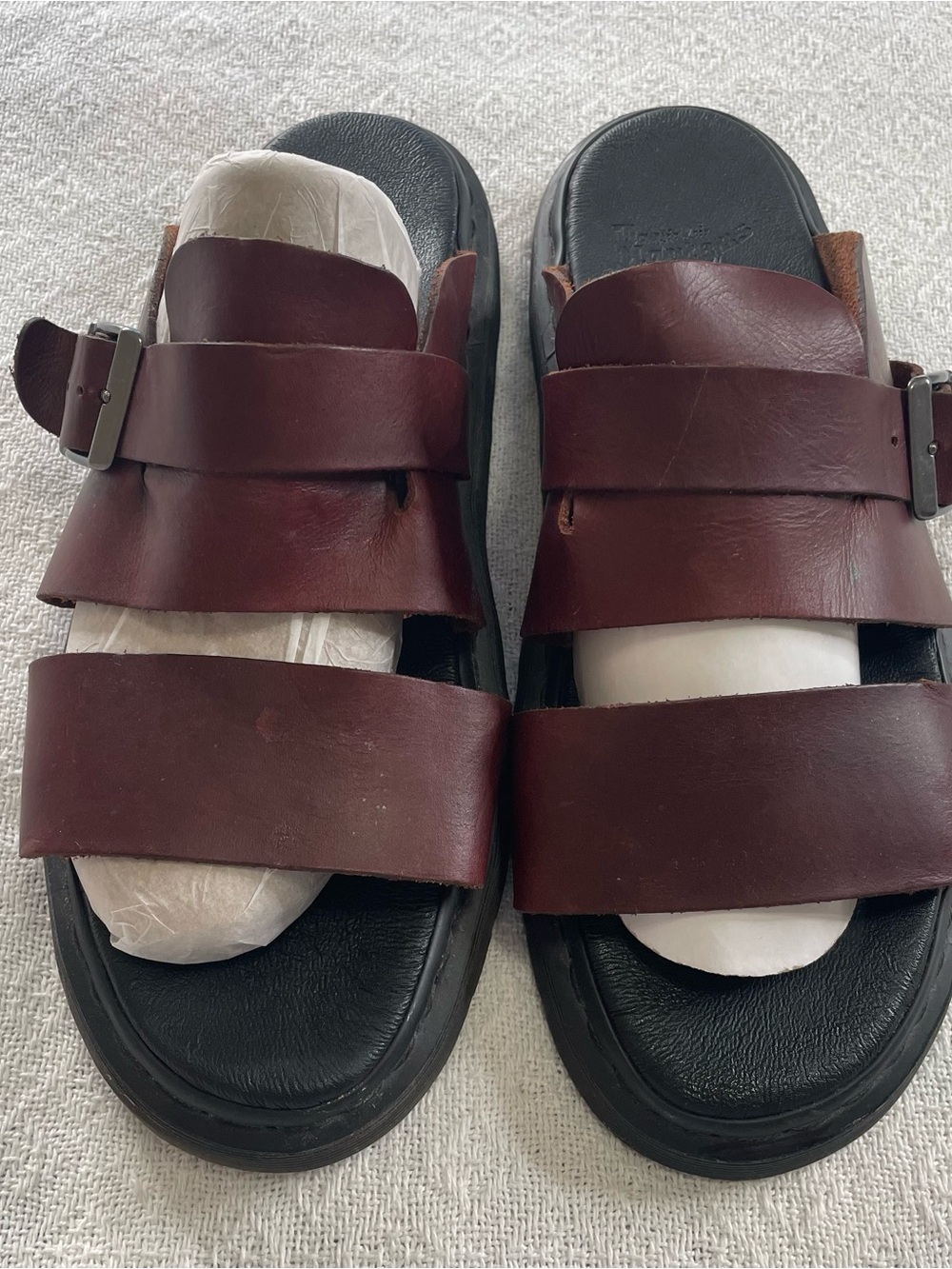 Dr. Martens Brown Brelada Leather Double-Strap Slide Sandals Size 13 - Picture 9 of 10